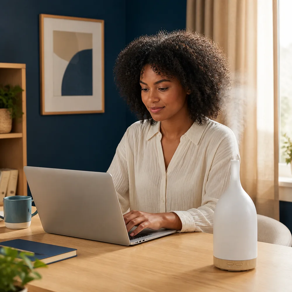 home office with Univermartg humidifier